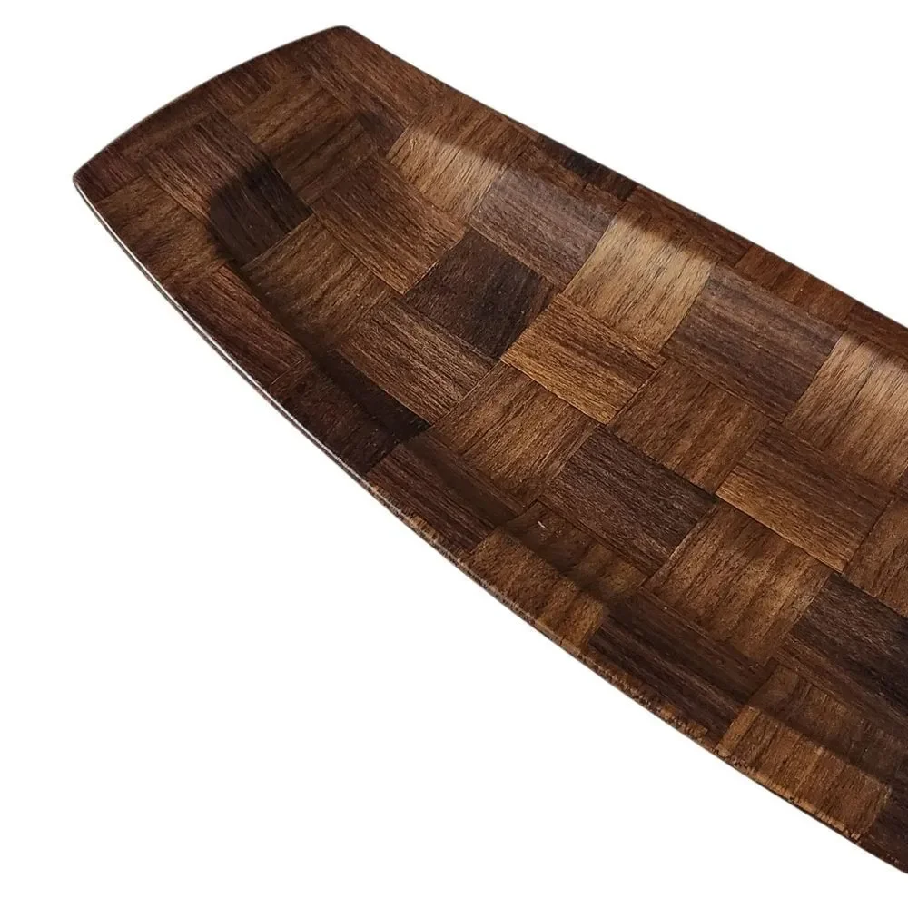 Vintage Weavewood MN Genuine American Walnut Platter Plate MCM Brown Wood